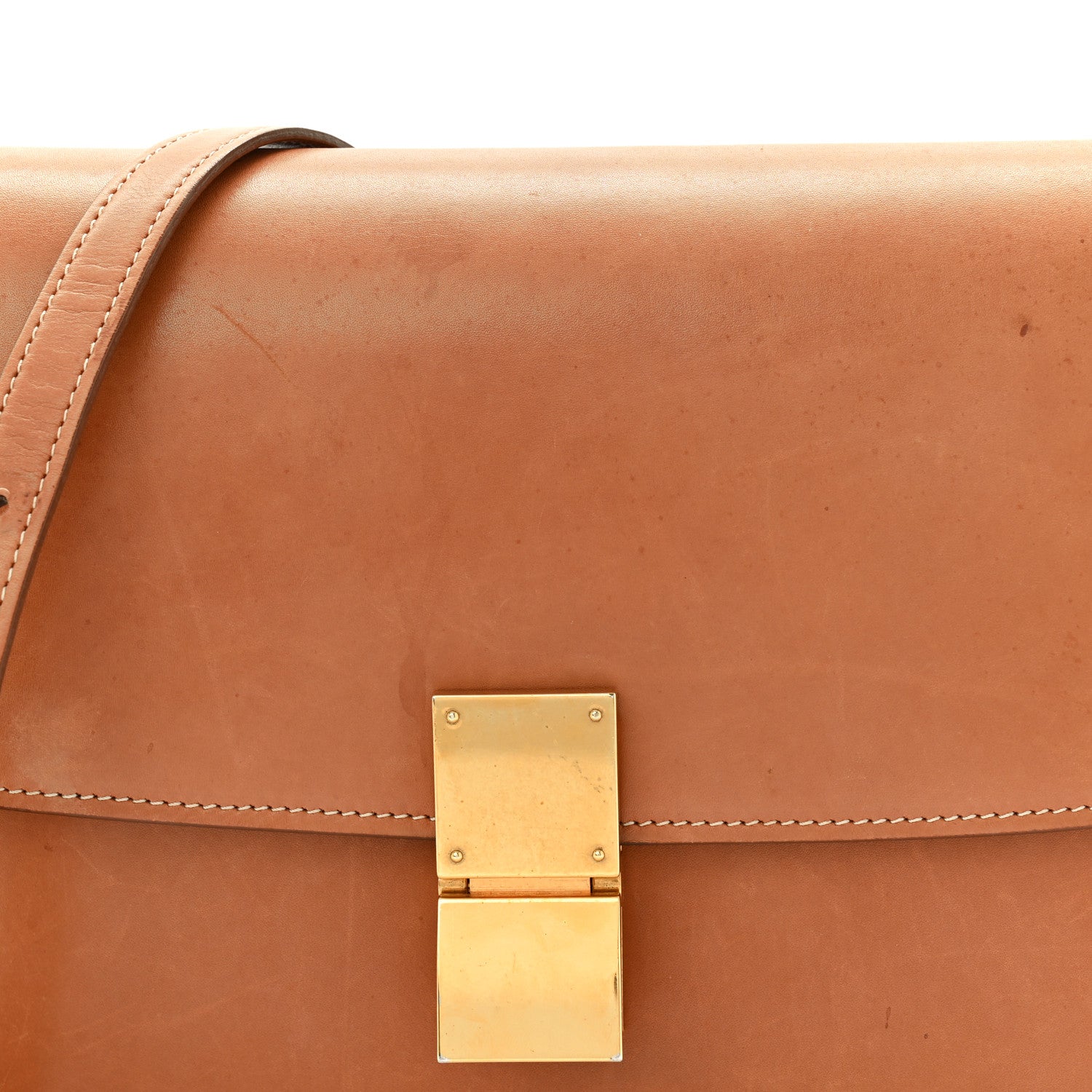 Celine Natural Calfskin Medium Classic Box Flap Bag Tan 8 of 13