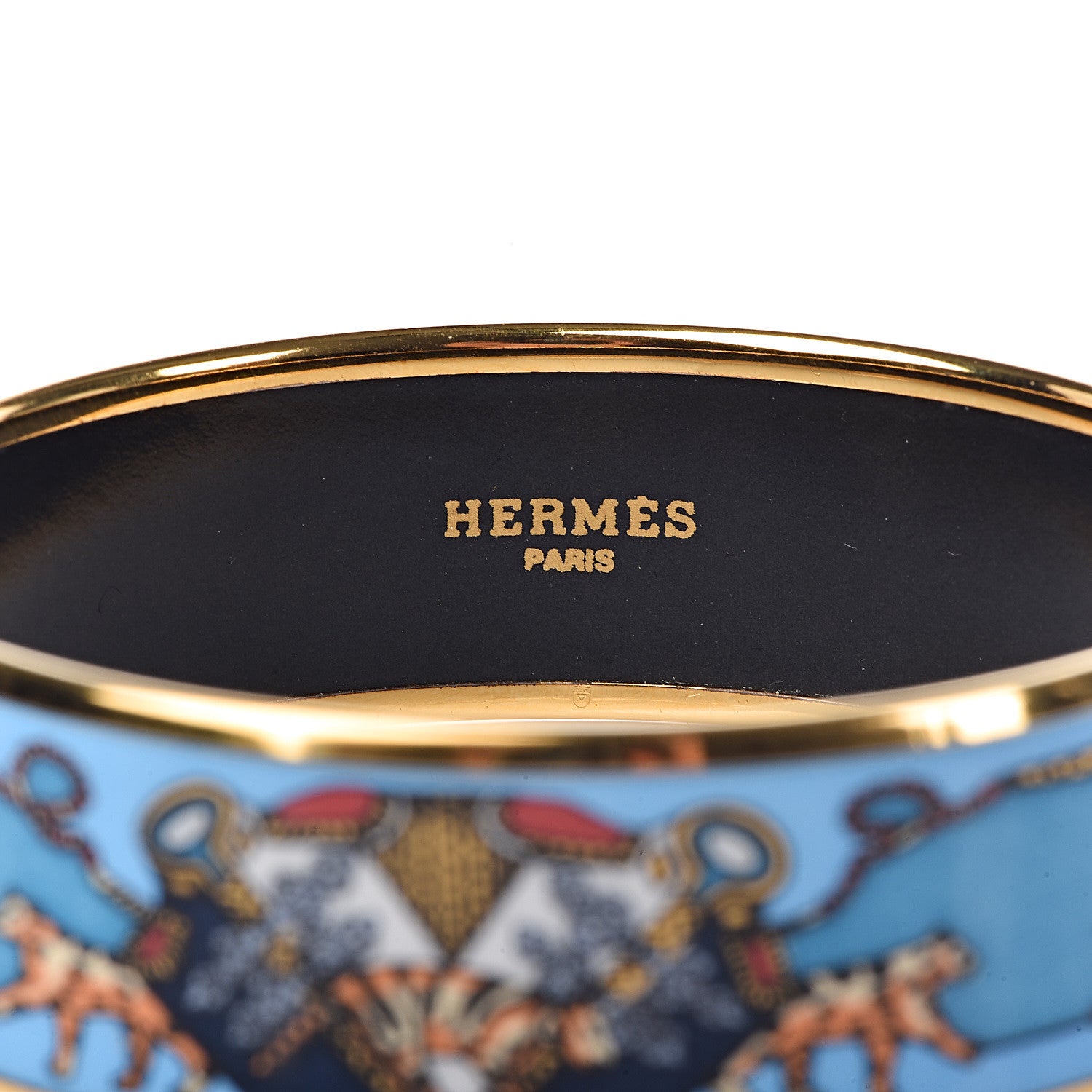 Hermes Enamel Printed Wide Snow Leopards Bracelet 65 4 of 5