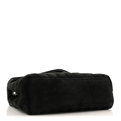 Saint Laurent Suede Calfskin Y Quilted Monogram Small Loulou Chain Satchel Black 4 of 14