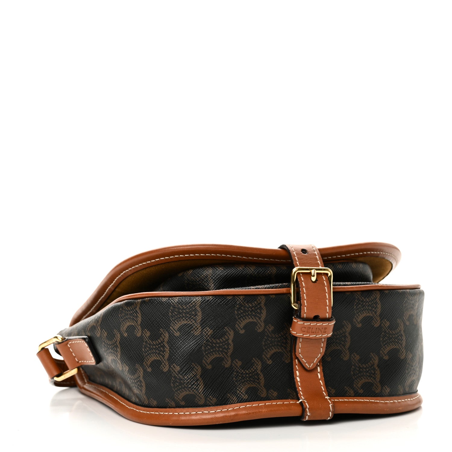 Celine Triomphe Canvas Medium Folco Bag Tan 4 of 9