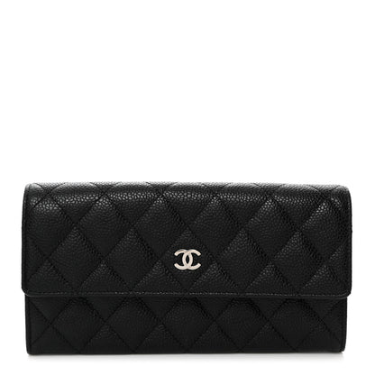 Chanel Caviar Quilted Large Gusset Flap Wallet Black 1 of 8