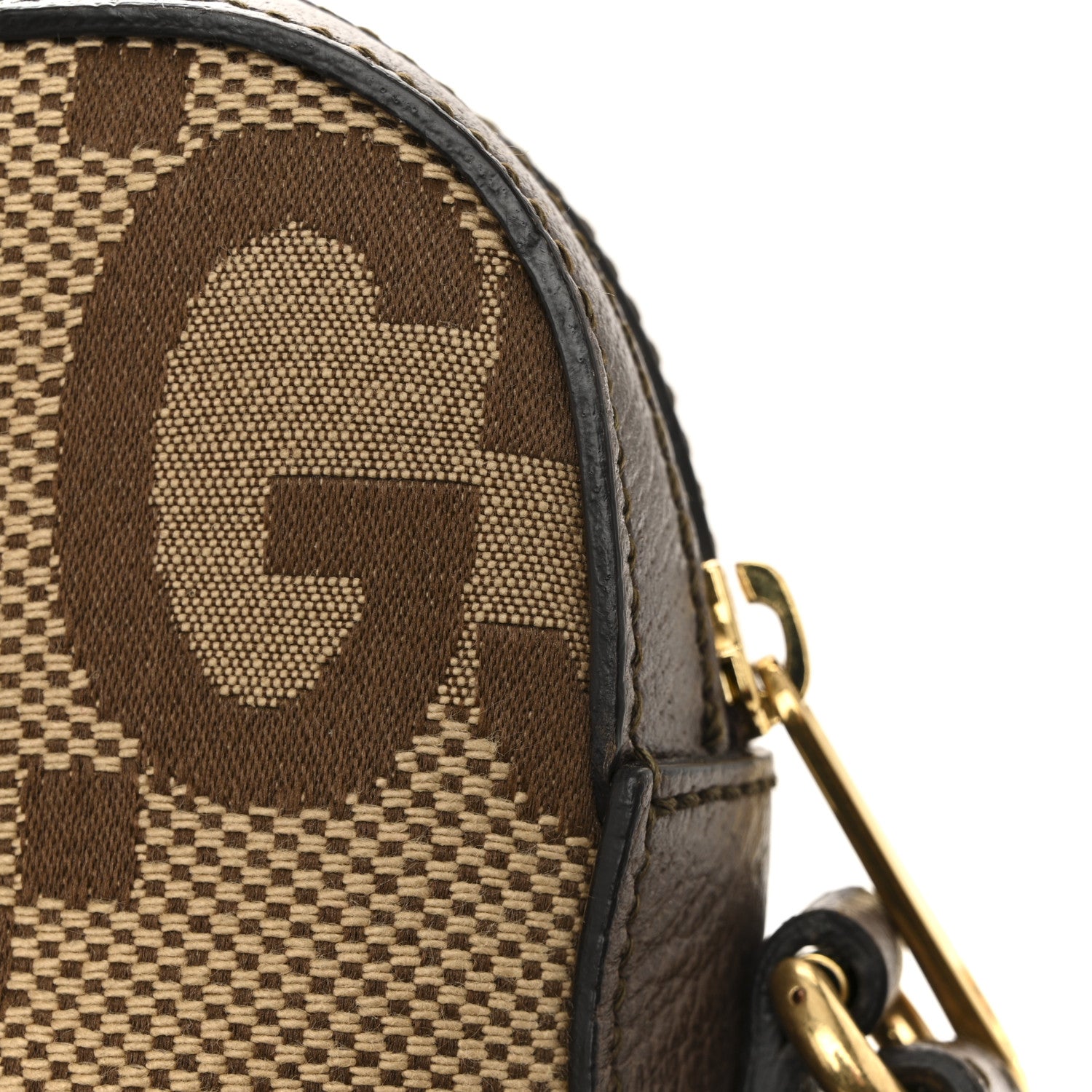 Gucci Monogram Jumbo GG Textured Dollar Calfskin Web Messenger Shoulder Bag Camel Ebony New Acero 13 of 16