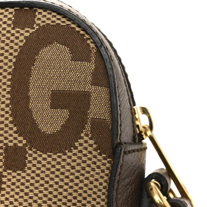 Gucci Monogram Jumbo GG Textured Dollar Calfskin Web Messenger Shoulder Bag Camel Ebony New Acero 13 of 16