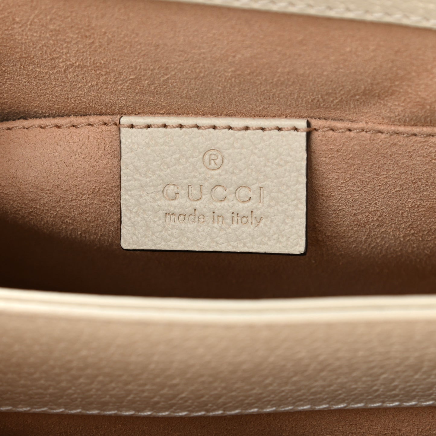 Textured Calfskin Web Small Ophidia Chain Shoulder Bag Mystic White