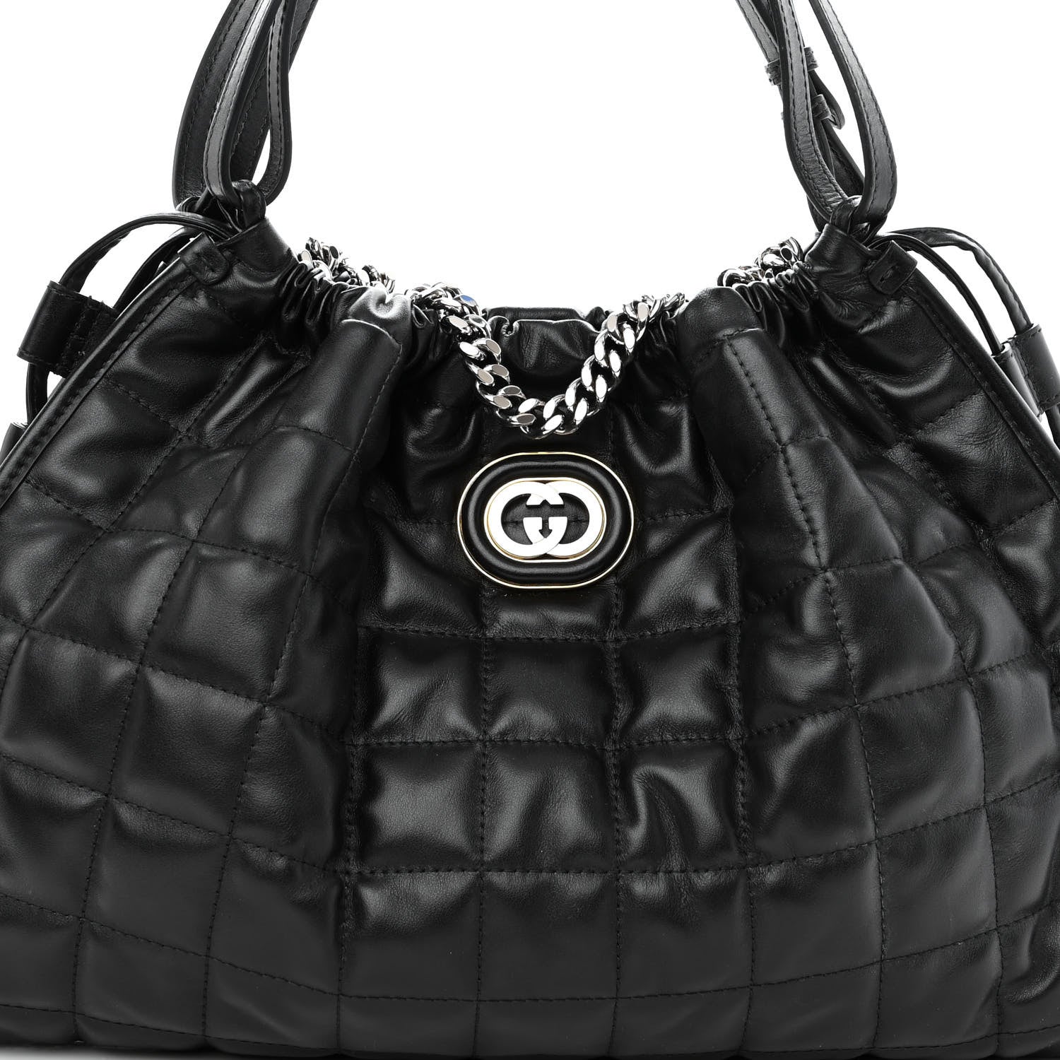 Gucci Calfskin Quilted Medium Deco Tote Bag Black 7 of 9