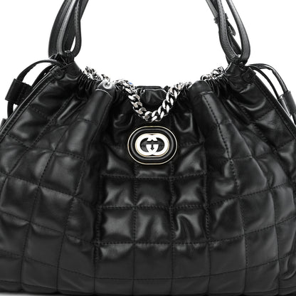 Gucci Calfskin Quilted Medium Deco Tote Bag Black 7 of 9