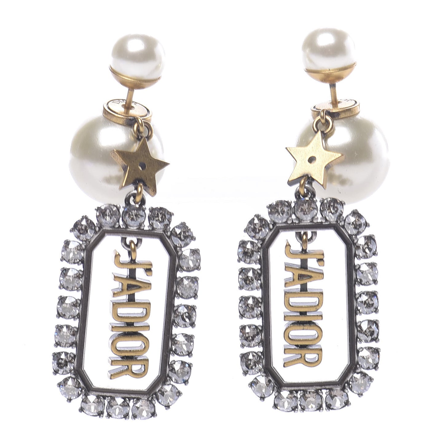 Pearl Crystal J'Adior Tribales Earrings Antique Gold