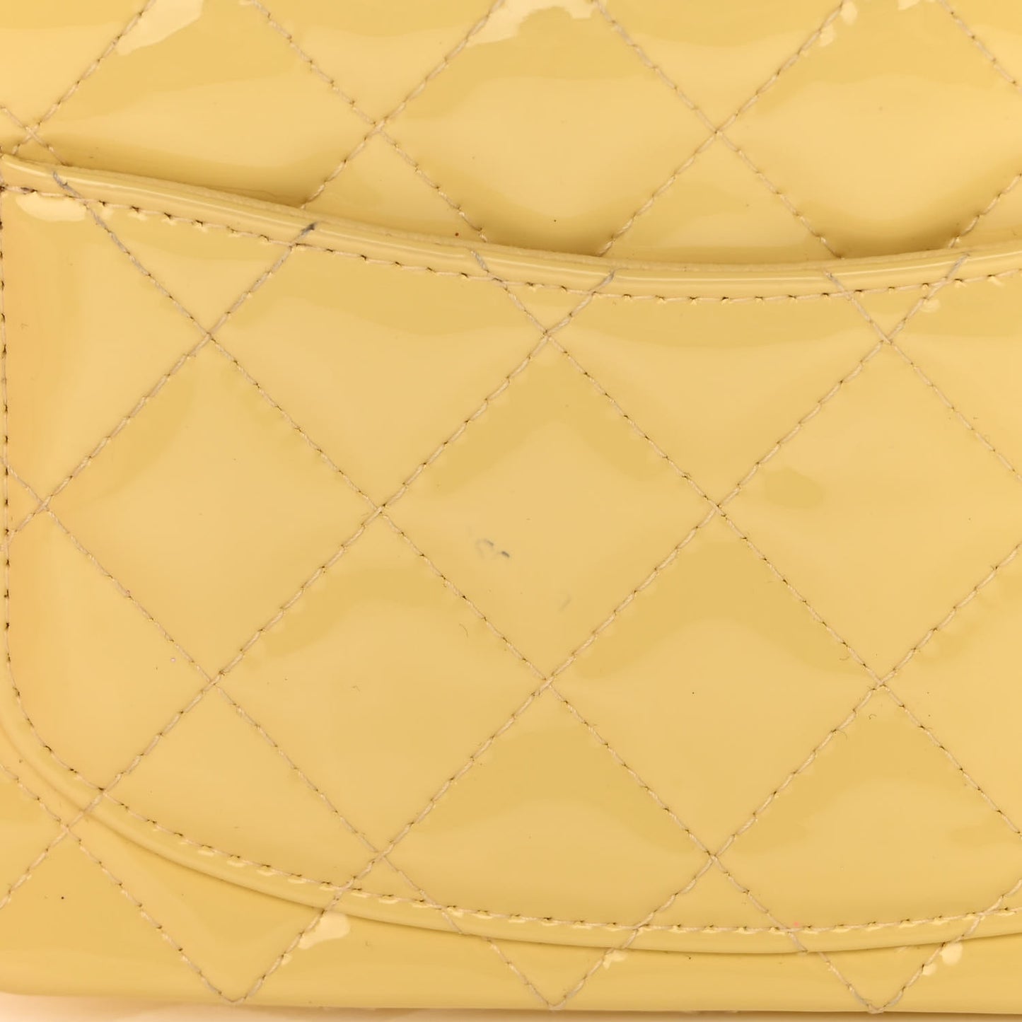 Patent Quilted Mini Square Flap Yellow