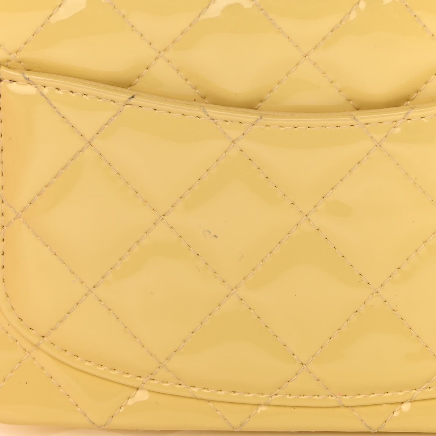 Chanel Patent Quilted Mini Square Flap Yellow 13 of 14
