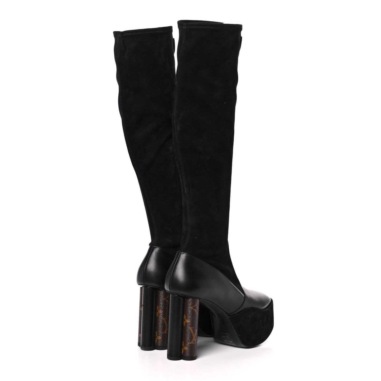Suede Podium Platform High Boots 37 Black