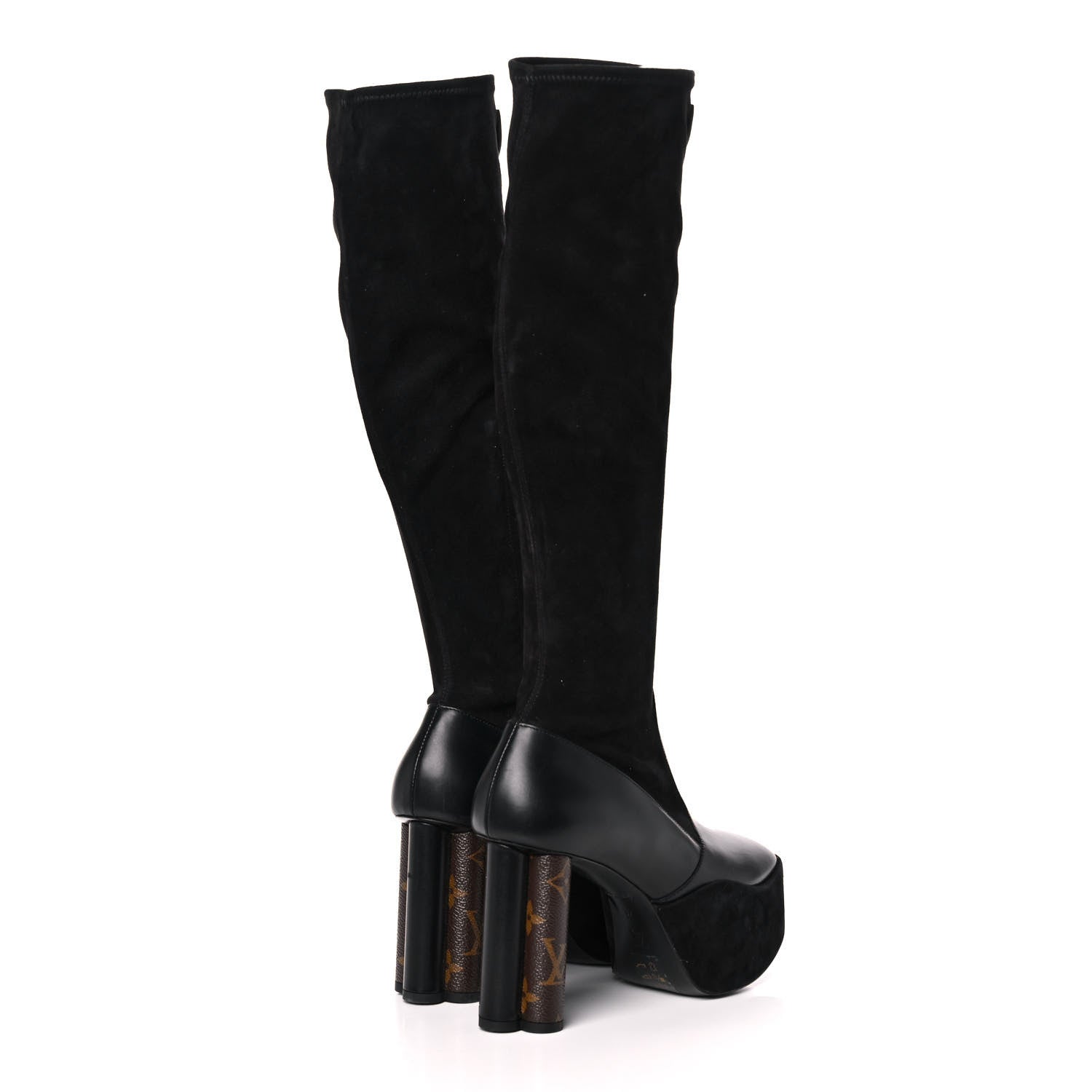 Louis Vuitton Suede Podium Platform High Boots 37 Black 4 of 9