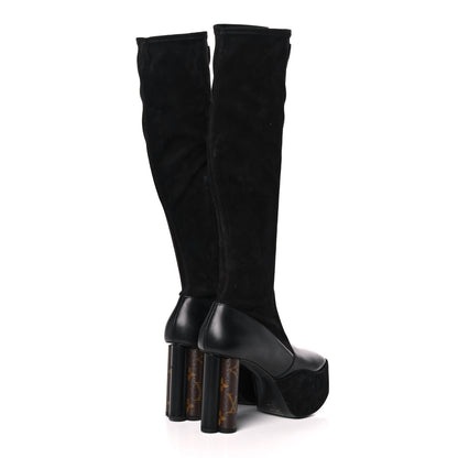 Louis Vuitton Suede Podium Platform High Boots 37 Black 4 of 9