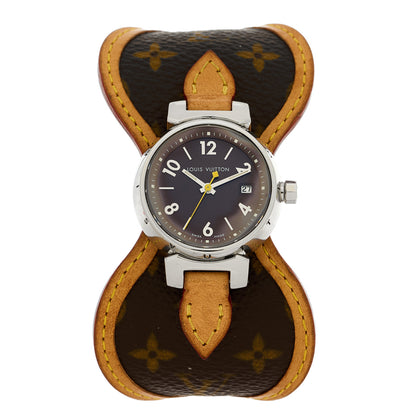 Louis Vuitton Stainless Steel Monogram 28mm Tambour Quartz Watch Brown 1 of 4