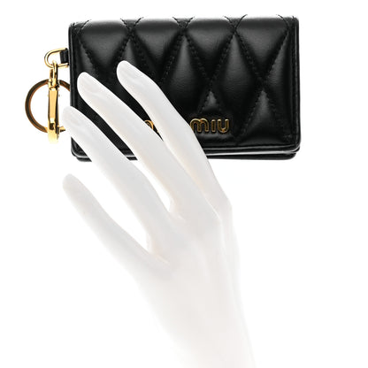 Miu Miu Nappa Quilted Flap Card Holder Key Ring Black 2 of 7