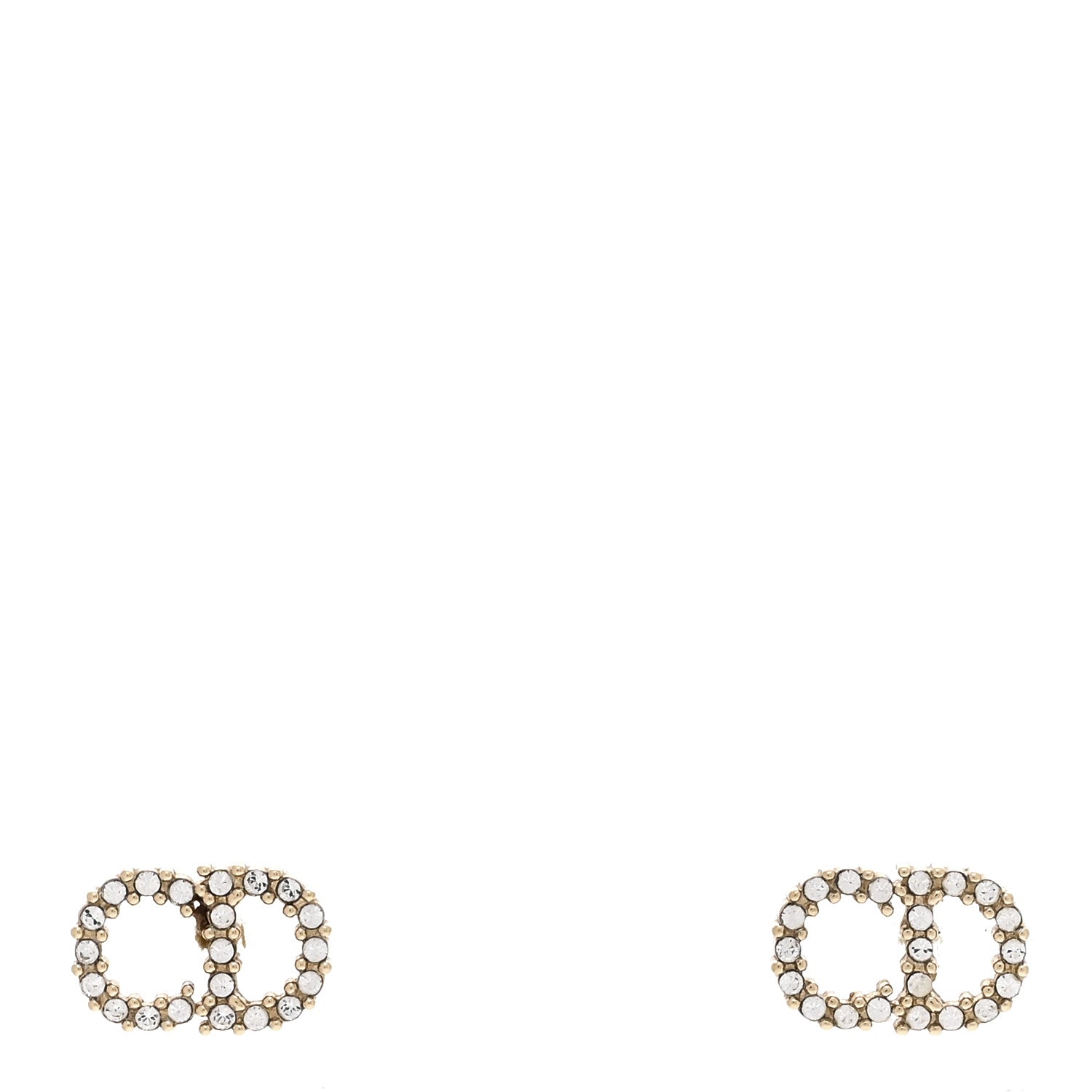 Christian Dior Strass Crystal CD Earrings Gold 1 of 3