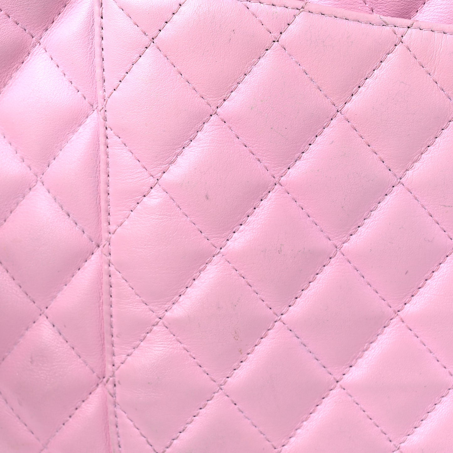Calfskin Quilted Large Cambon Tote Pink Black