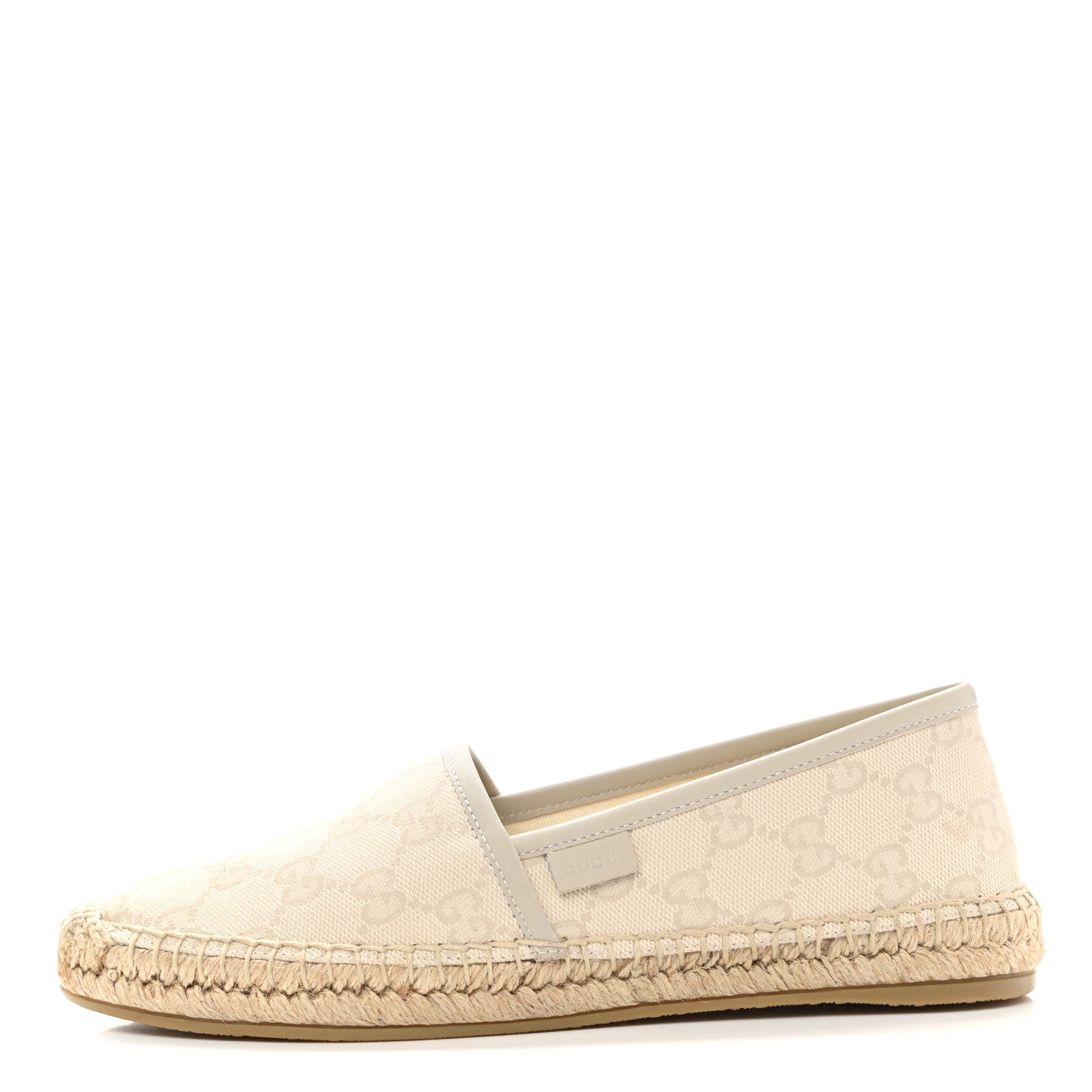 Gucci Washed Cotton Miro Soft Calfskin GG Monogram Espadrilles 36.5 White Mystic White 1 of 9