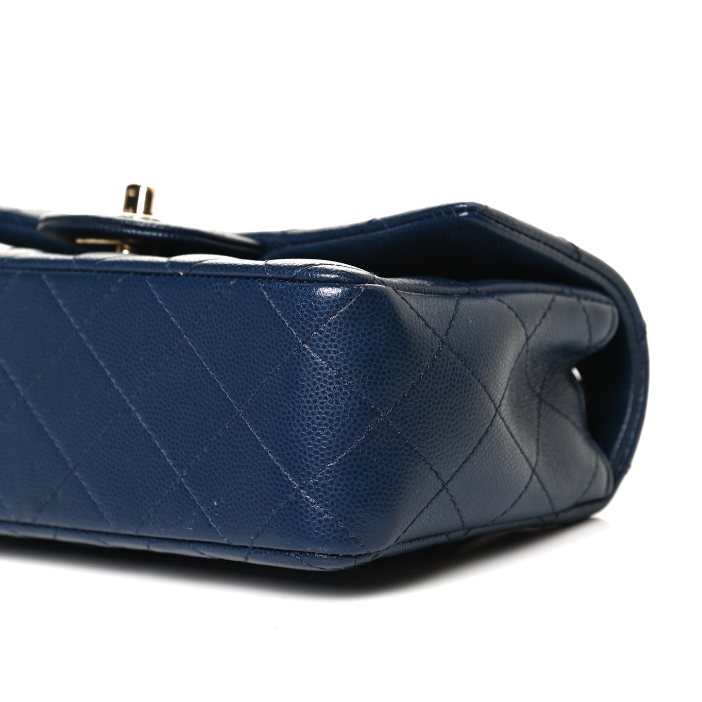 Caviar Quilted Mini Rectangular Flap Navy