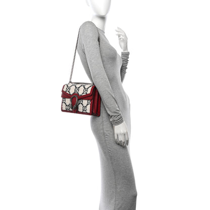 Gucci Tweed GG Monogram Small Dionysus Shoulder Bag White Black Romantic Cherry 2 of 11