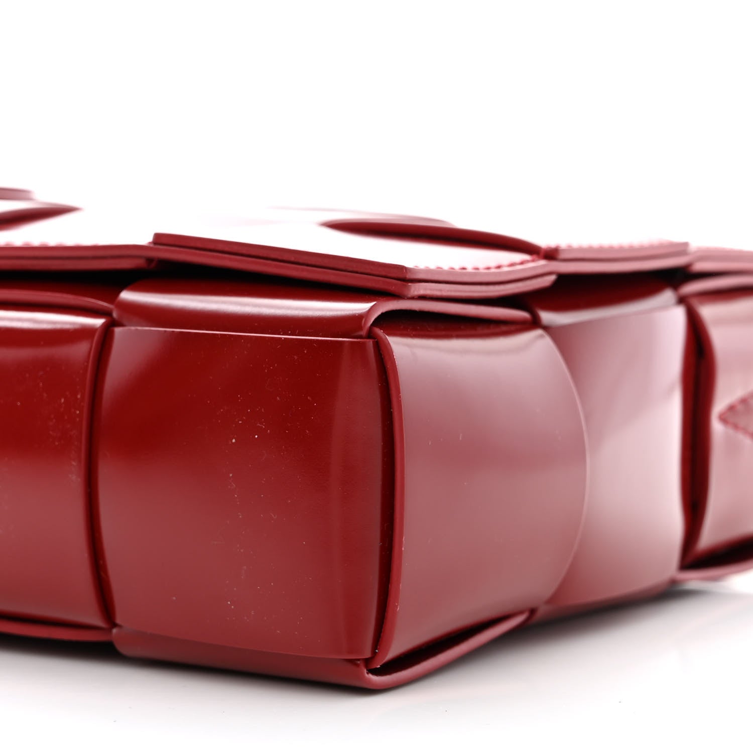 Bottega Veneta Patent Maxi Intrecciato Cassette Crossbody Bag Red 10 of 10