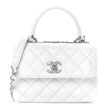 Chanel Lambskin Crystal Quilted Mini Trendy CC Dual Handle Flap Bag White 1 of 12