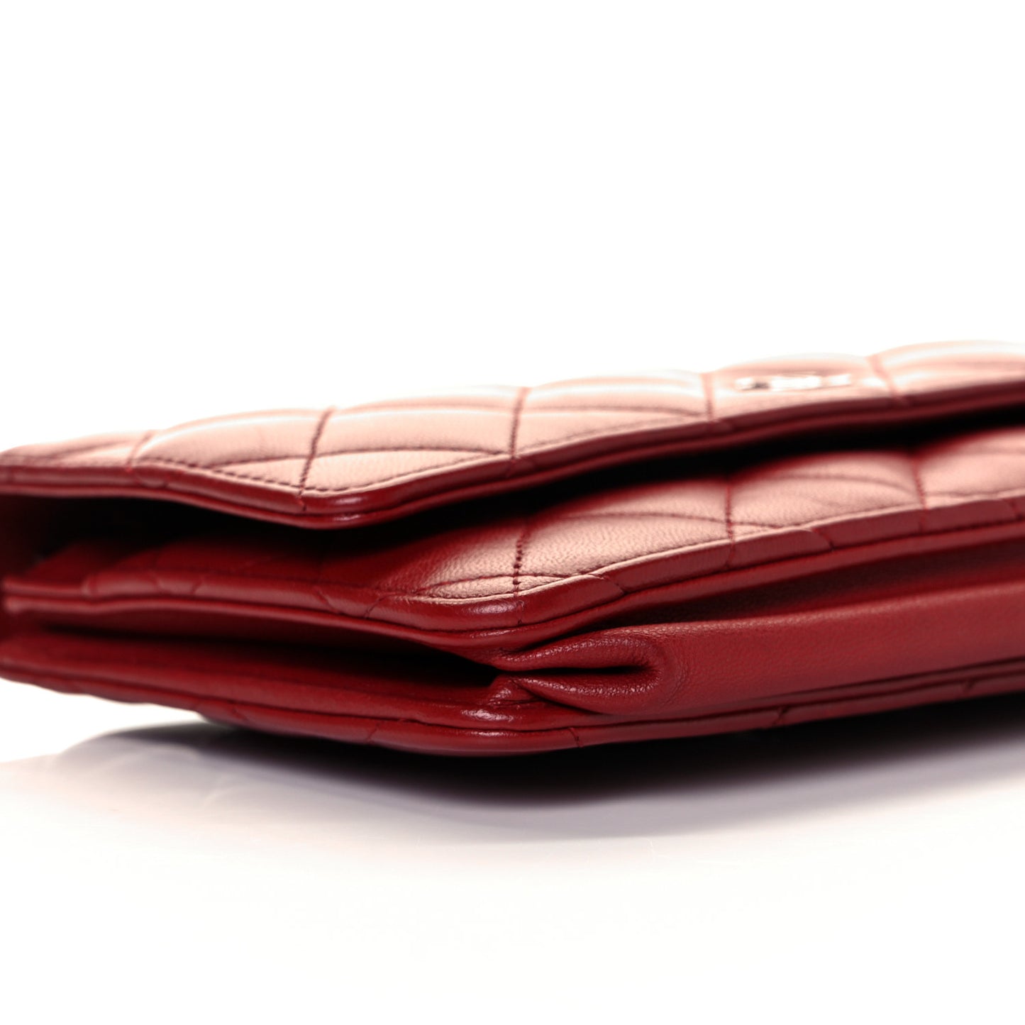 Lambskin Quilted Wallet On Chain WOC Red