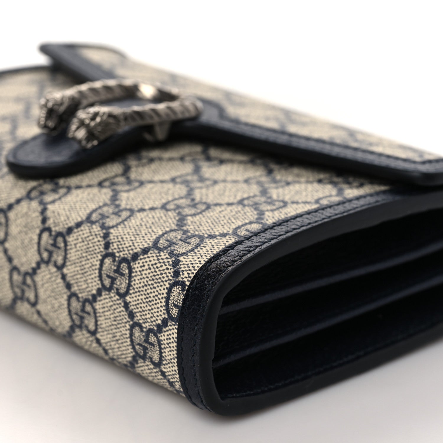 Gucci GG Supreme Monogram Textured Dollar Calfskin Mini Dionysus Chain Wallet Beige Blue 7 of 7