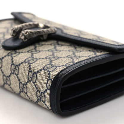 Gucci GG Supreme Monogram Textured Dollar Calfskin Mini Dionysus Chain Wallet Beige Blue 7 of 7