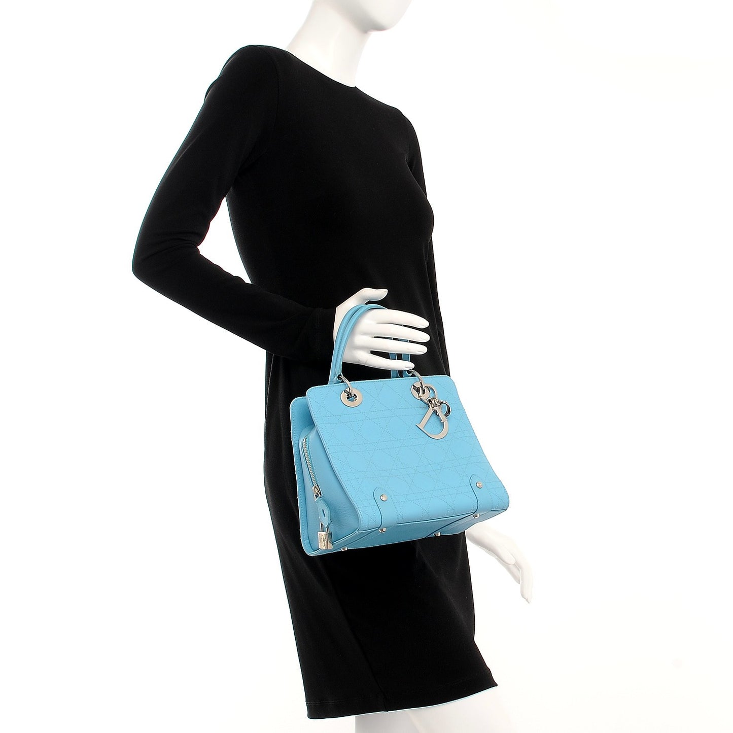 Calfskin Cannage Tote Turquoise