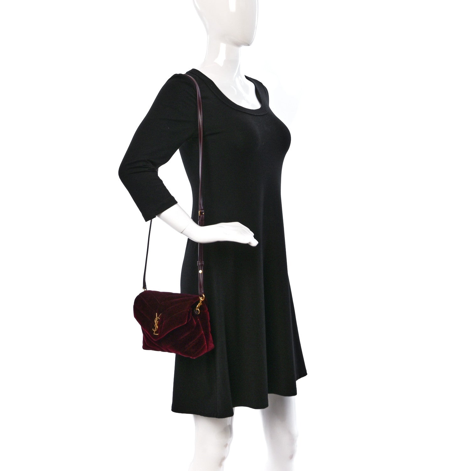 Saint Laurent Velvet Y Quilted Monogram Toy Loulou Crossbody Bag French Burgundy 3 of 9