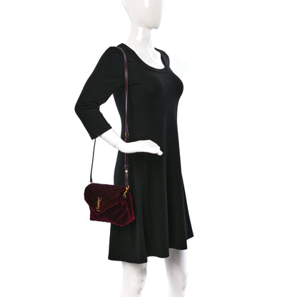 Saint Laurent Velvet Y Quilted Monogram Toy Loulou Crossbody Bag French Burgundy 3 of 9