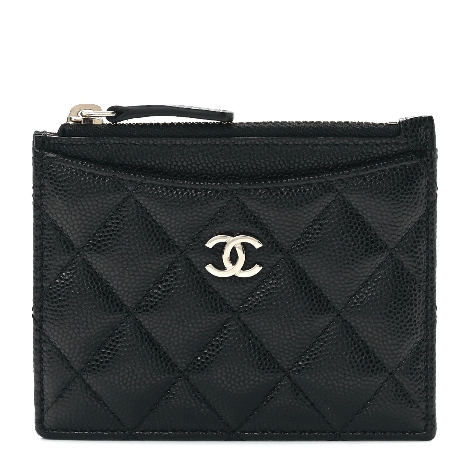 Chanel Caviar Quilted CC Zip Card Holder Black 1 of 12
