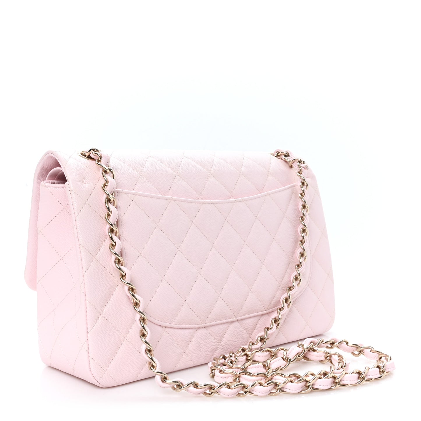 Caviar Quilted Jumbo Double Flap Light Pink