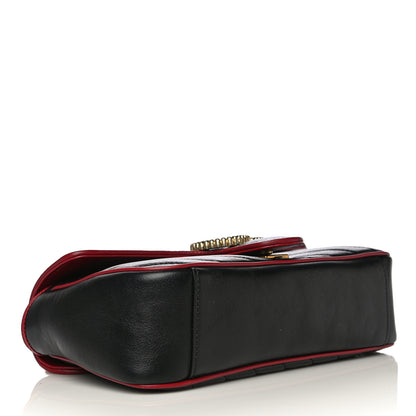 Gucci Vintage Effect Calfskin Matelasse Diagonal Small Torchon GG Marmont Shoulder Bag Black Romantic Cherry 4 of 11