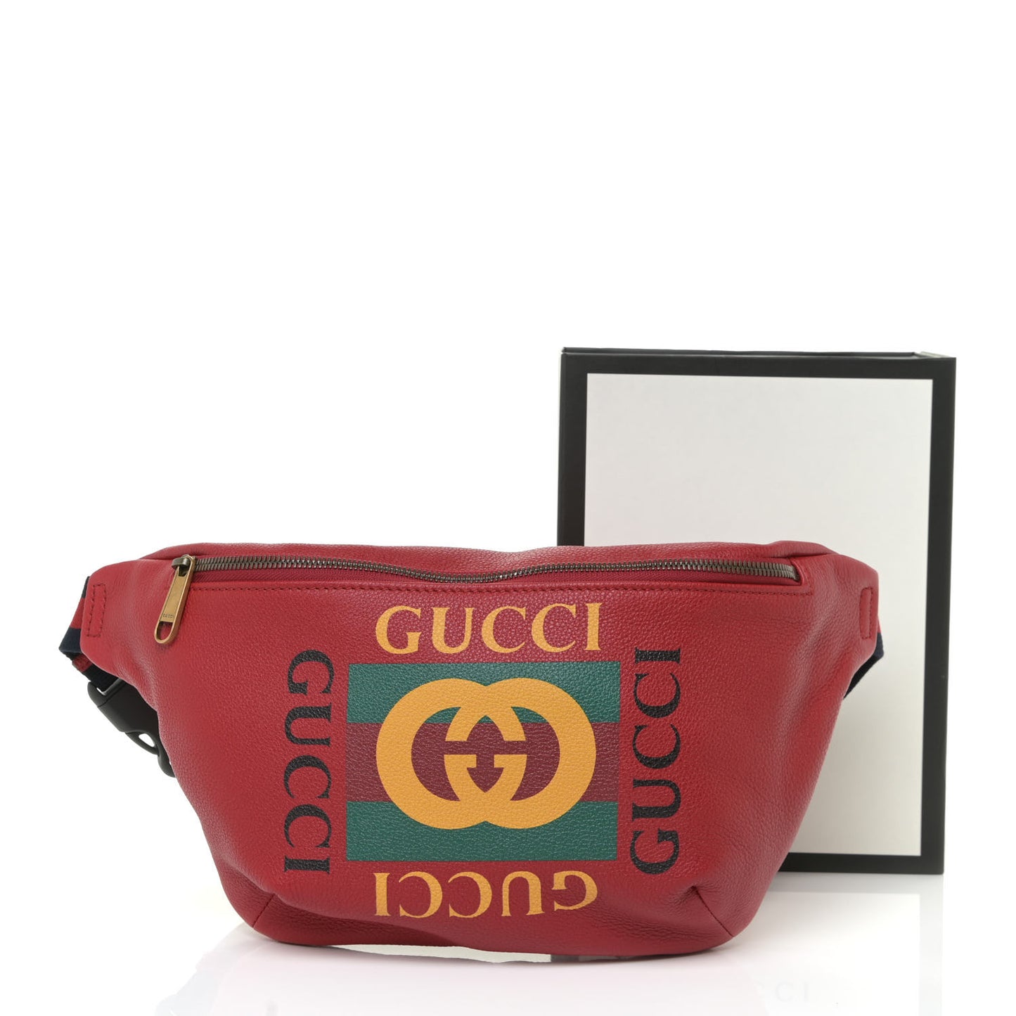 Grained Calfskin Logo Belt Bag Hibiscus Red
