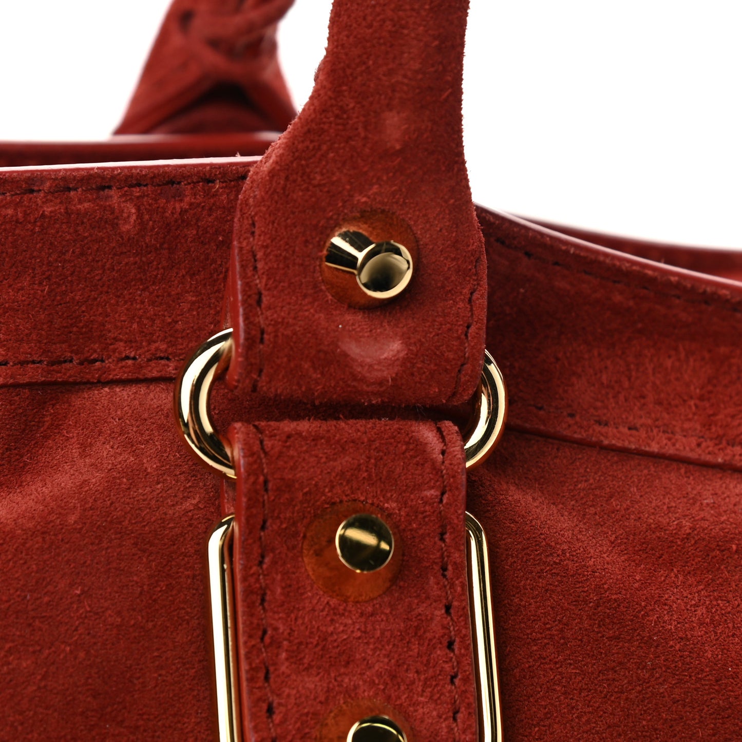 Baby Daim Suede Gold Metallic Edge Hardware City Bois De Rose Fonce