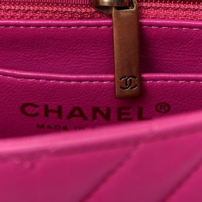 Chanel Lambskin Chevron Quilted Mini Rectangular Flap Fuchsia 11 of 18
