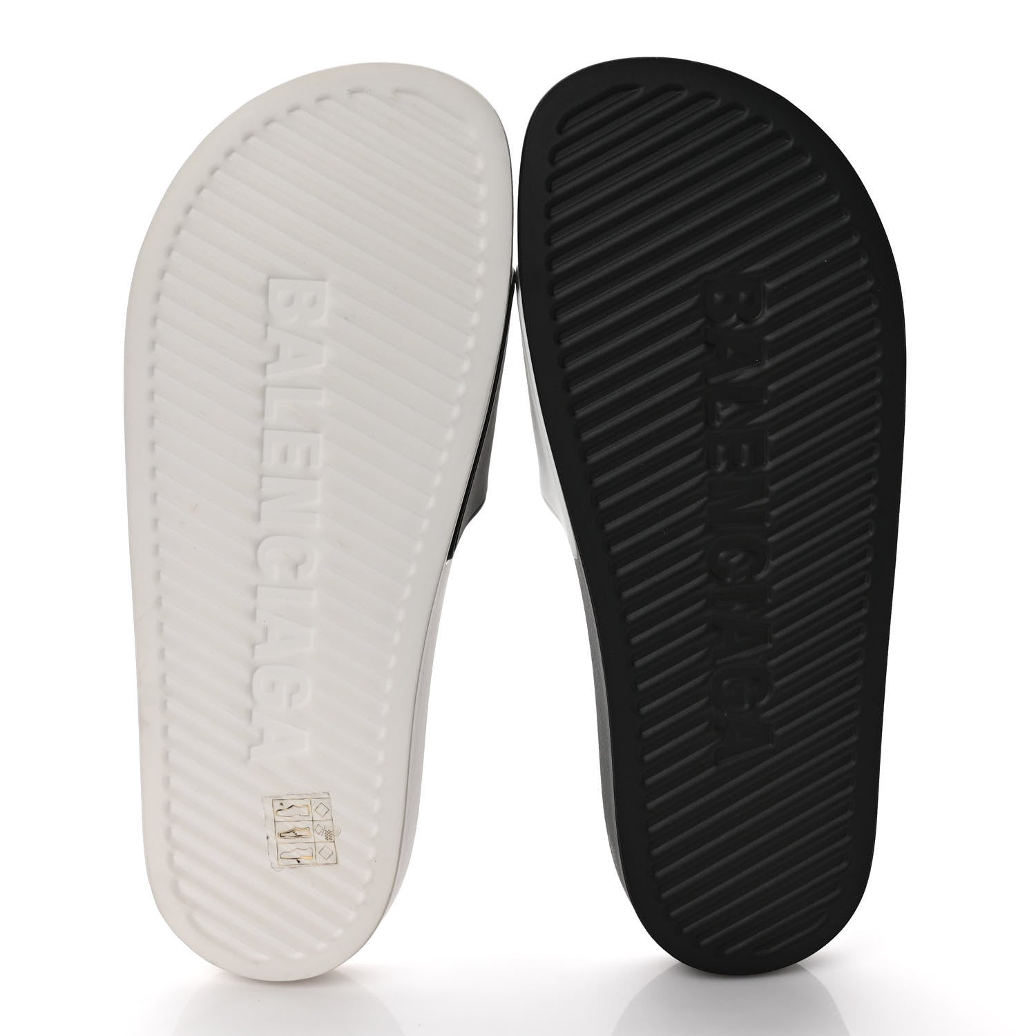 Balenciaga Rubber Womens Logo Pool Slide Sandals 39 Black White 5 of 7