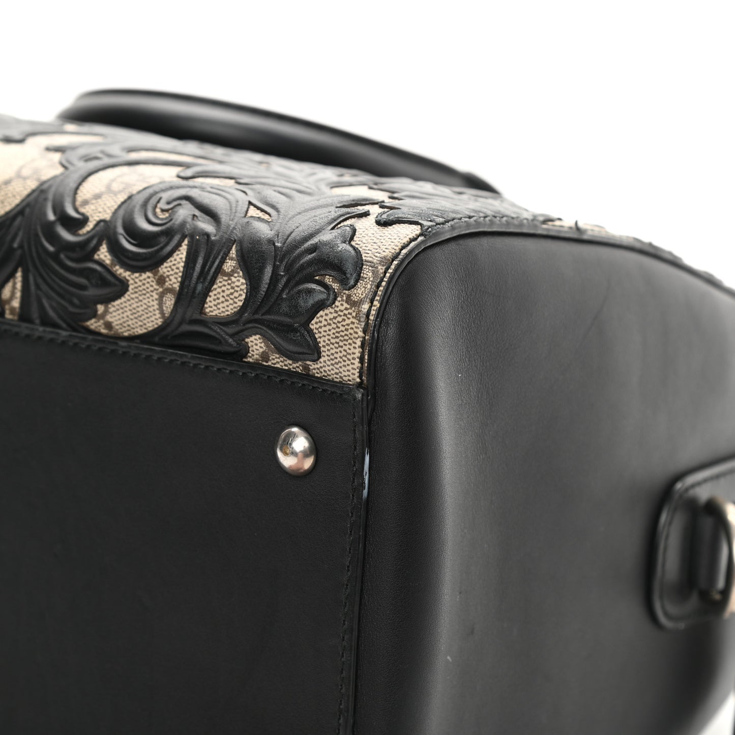 GG Supreme Monogram Arabesque Medium Boston Black