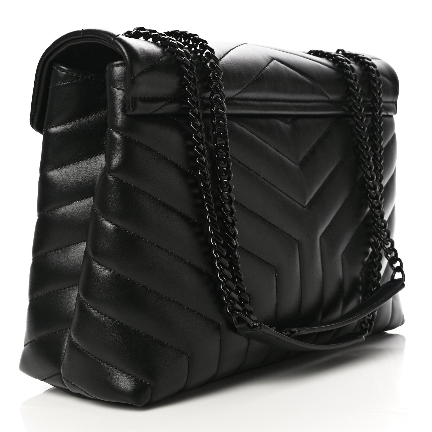 Saint Laurent Calfskin Y Quilted Monogram Medium Loulou Chain Satchel Black 3 of 11