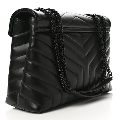 Saint Laurent Calfskin Y Quilted Monogram Medium Loulou Chain Satchel Black 3 of 11