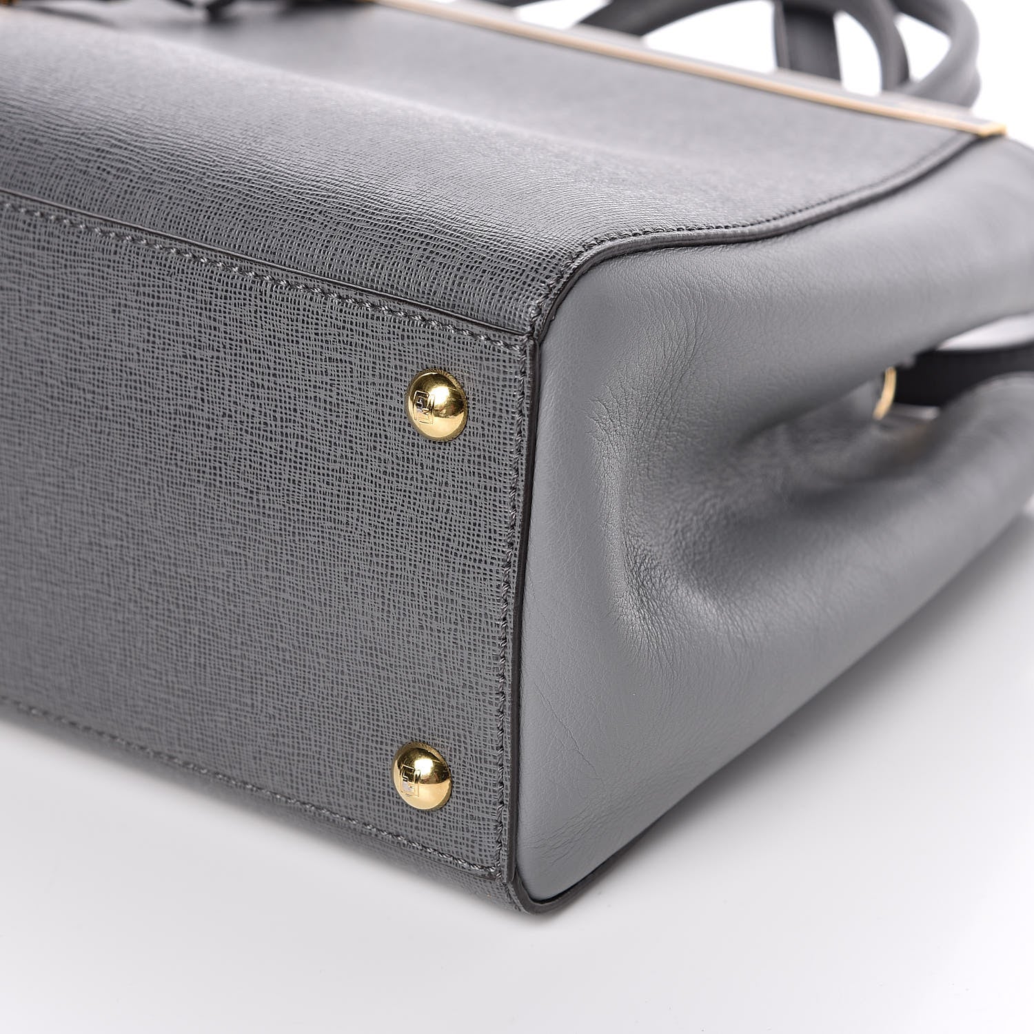 Fendi Vitello Elite Petite 2Jours Tote Grigio Grigio Chiaro 9 of 10