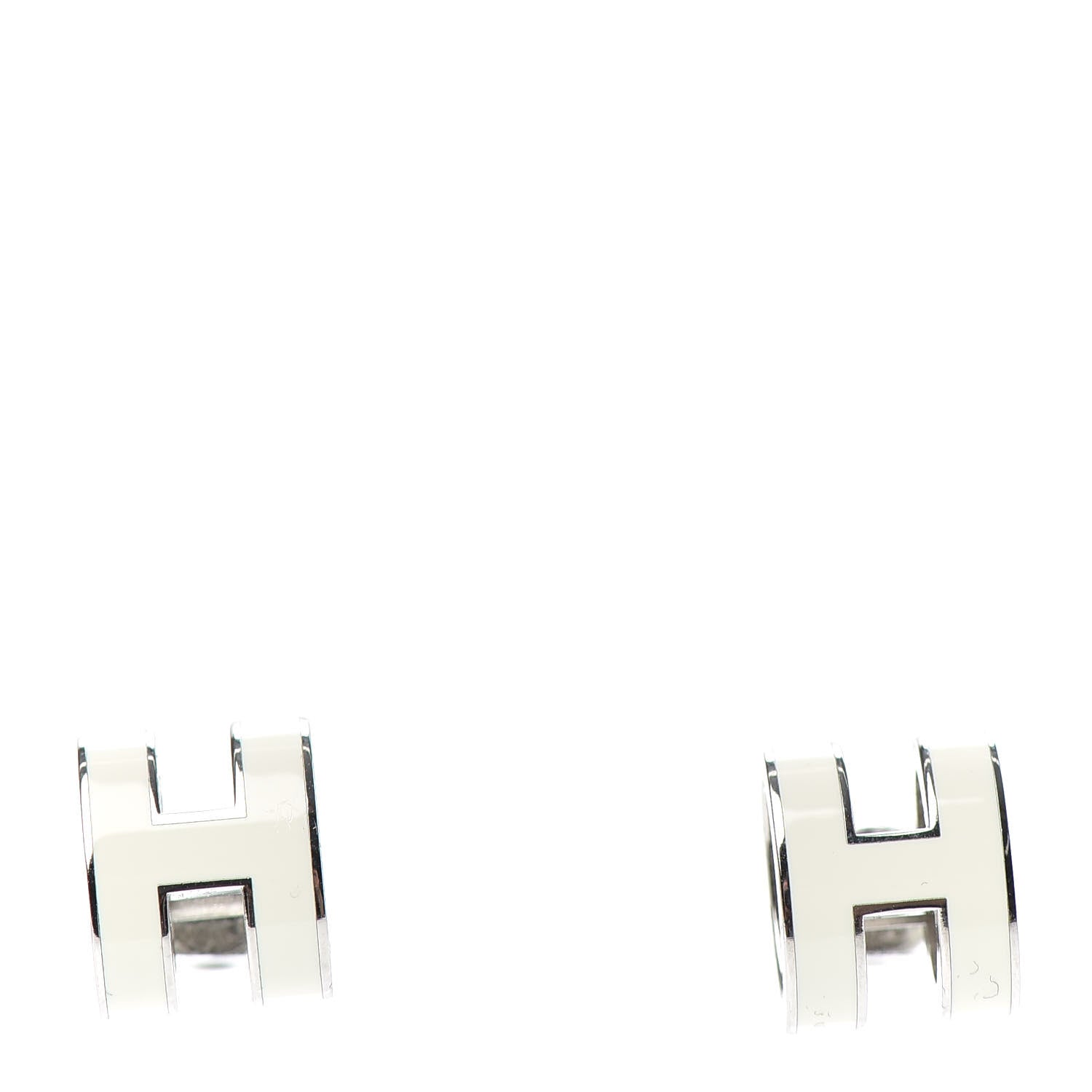Hermes Palladium Lacquered Pop H Earrings White 1 of 5