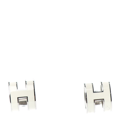 Hermes Palladium Lacquered Pop H Earrings White 1 of 5