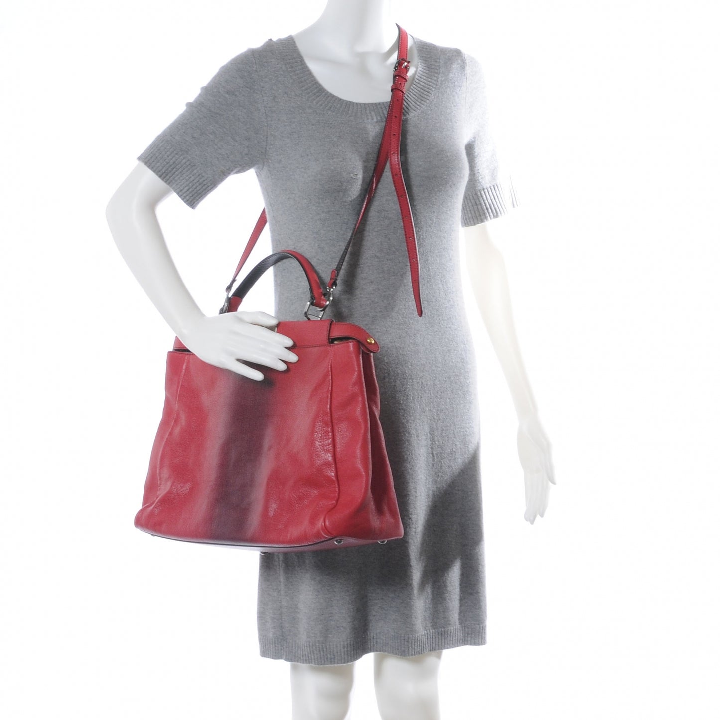 Goatskin Calf Hair Large Peekaboo Iconic Satchel Red