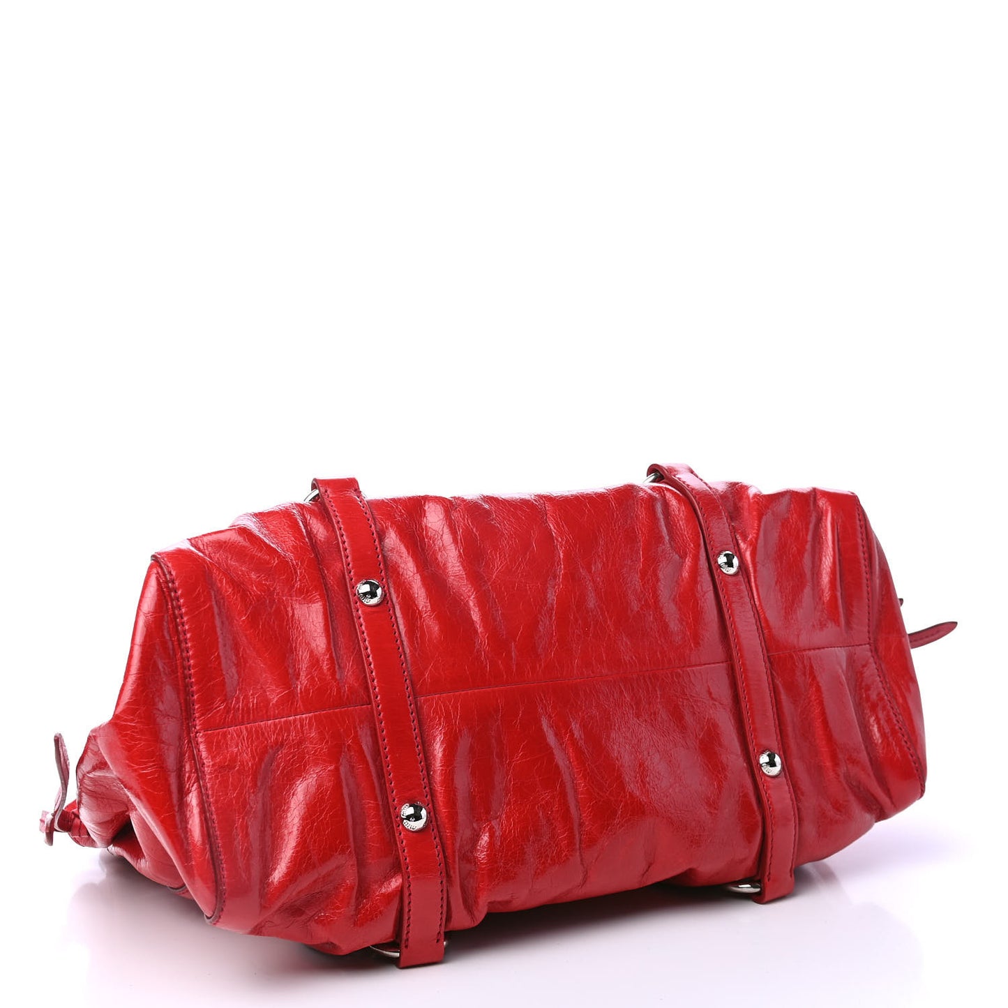 Vitello Lux Gathered Tote Rosso