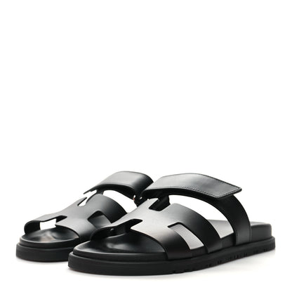 Hermes Calfskin Womens Chypre Sandals 37 Black 3 of 9