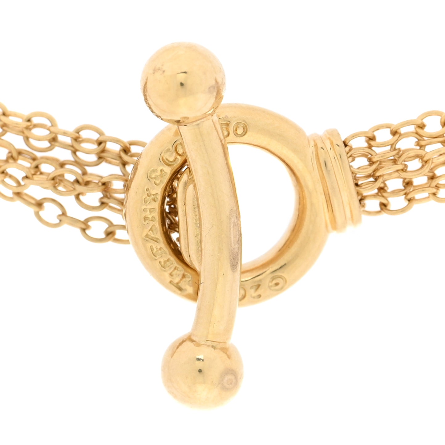 18K Yellow Gold Pearl Multi Chain Toggle Necklace