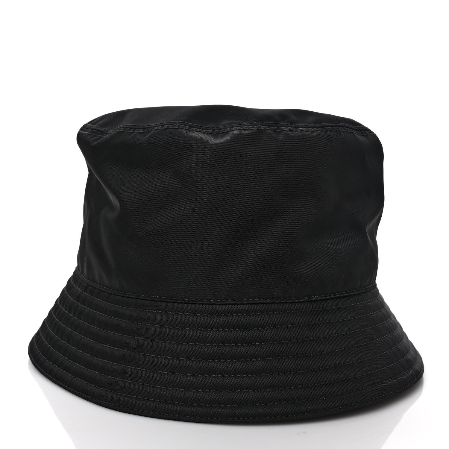Prada Re-Nylon Metal Triangle Logo Mens Bucket Hat L Black 4 of 8