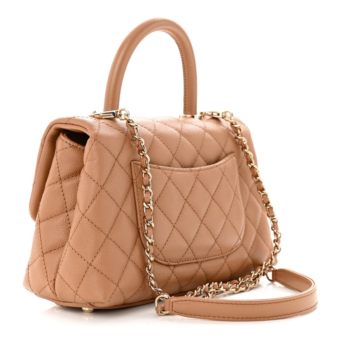 Caviar Quilted Mini Coco Handle Flap Brown